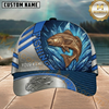 Maxcorners Crystal Ice Blue Design Custom Name Fishing Cap