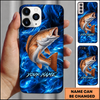 Maxcorners Abstract Blue Smoke Design Custom Name Fishing Phone Case