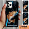 Maxcorners Sleek Dark Liquid Style Custom Name Fishing Phone Case