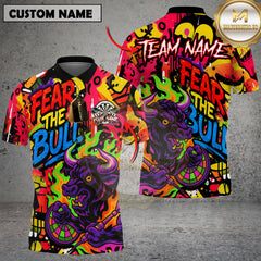 Maxcorners Darts Shirt Fear The Bull Graffiti Style  Multioptions Personalized Name, Team Name Unisex 3D Shirt (4 Colors)