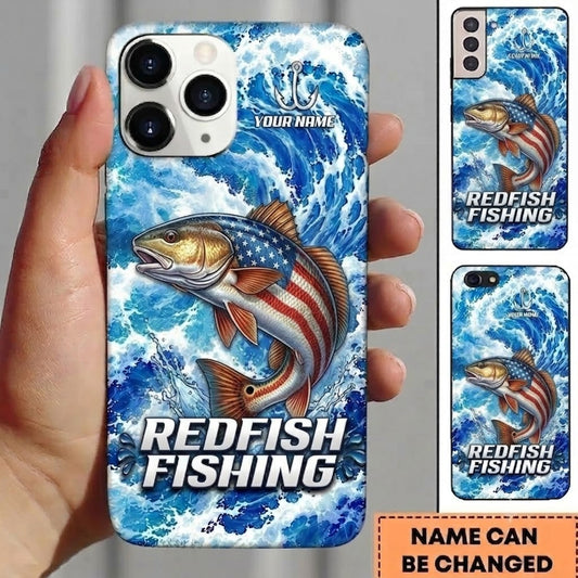 Maxcorners Fishing Phone Case Patriotic Flag Artwork Custom Name Phone Case