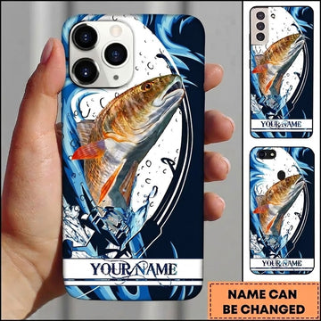 Maxcorners Fishing Phone Case Dynamic Wave Artwork Custom Name Phone Case