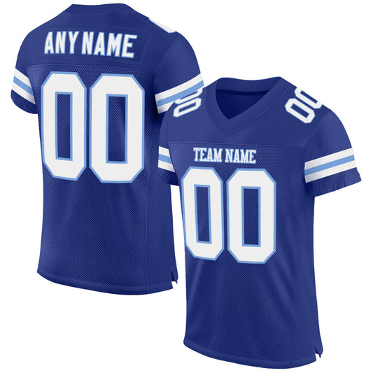 Maxcorners Custom Royal White-Light Blue Mesh Authentic Football Jersey LM2605
