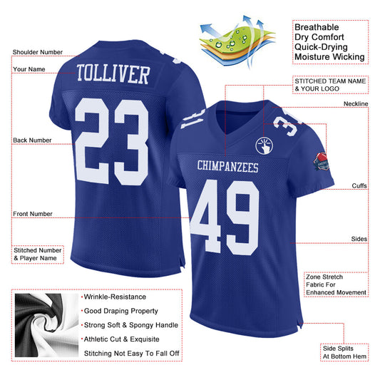 Maxcorners Custom Royal White Mesh Authentic Football Jersey LM2605