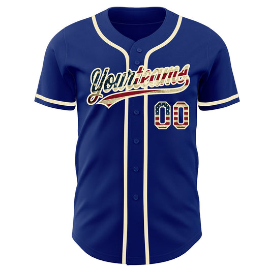 Maxcorners Custom Gold Vintage USA Flag-Black Premium Baseball Jersey LM0210