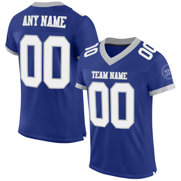 Maxcorners Custom Royal White-Gray Mesh Authentic Football Jersey LM2605