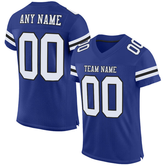 Maxcorners Custom Royal White-Black Mesh Authentic Football Jersey LM2605