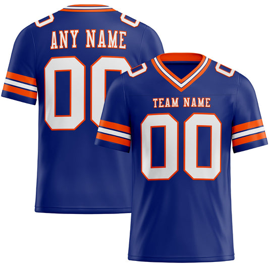 Maxcorners Custom Royal White-Orange Authentic Football Jersey LM2605