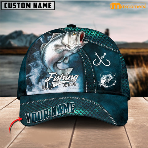 Maxcorners Stripped Bass Fishing Personalized Name Classic Cap