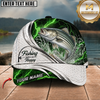 Maxcorners Fishing Green Lightning White Scale Water Splash Customized Name 3D Cap