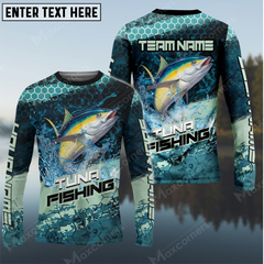 Maxcorners Tuna Fishing Aqua Strikephy Sun Protection Personalized Name, Team Name Long Sleeve Shirt