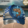 Maxcorners Crystal Ice Blue Design Custom Name Fishing Cap