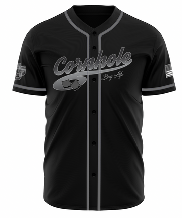 Maxcorners Cornhole Jersey Guy Baseball Style - Black Silver