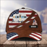 Maxcorners Custom RV Camping Leatherette 3D Cap for Family