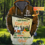 Maxcorners Camping Girl Bonfire And Wine Personalized Name Shirt All Over Print 3D