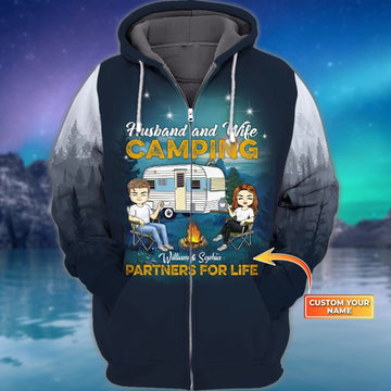 Maxcorners Husband And Wife Camping Personalized Name Shirt All Over Print 3D