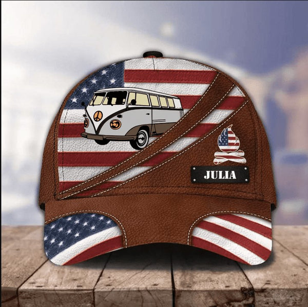 Maxcorners Custom RV Camping Leatherette 3D Cap for Family