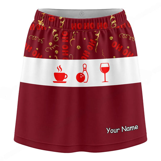 Maxcorners Customized Bowling Trouser Skirts With Shorts Underneath, Festive Christmas Ho Skorts With Pockets
