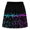 Maxcorners Customized Bowling Trouser Skirts With Shorts Underneath, Cyber Glow Bowling Pattern Skorts With Pockets