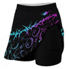 Maxcorners Customized Bowling Trouser Skirts With Shorts Underneath, Cyber Glow Bowling Pattern Skorts With Pockets