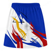Maxcorners Customized Bowling Trouser Skirts With Shorts Underneath, Bowling Abstract Yellow Blue Stripes Skorts With Pockets