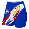 Maxcorners Customized Bowling Trouser Skirts With Shorts Underneath, Bowling Abstract Yellow Blue Stripes Skorts With Pockets