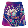 Maxcorners Customized Bowling Trouser Skirts With Shorts Underneath, Bowling Floral Butterfly Ball Skorts With Pockets