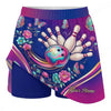 Maxcorners Customized Bowling Trouser Skirts With Shorts Underneath, Bowling Floral Butterfly Ball Skorts With Pockets