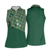 Maxcorners Green Checkered Leprechaun Shamrock St Patrick's Day Golf Shirt, Women's Golf Tops, Ladies Golf Shirts