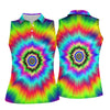 Maxcorners Rainbow Tie Dye Golf Shirt, Psychedelic Spiral Burst Pattern, Golf Shirt For Women LM1507
