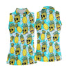 Maxcorners Tropical Pineapple Skull Pattern Golf Shirt, Women’s Golf Polo, Hawaiian Golf Shirt, Ladies Golf Shirts LM1507