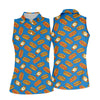 Maxcorners Blue Hot Dog And Fried Egg Pattern Golf Shirt, Hawaiian Golf Shirt, Golf Tops For Women, Printed Golf Shirt LM1507