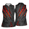 Maxcorners Red Claw Marks Hawaiian Golf Shirt, Scratch Print Women's Golf Tops, Ladies Golf Shirts LM1507