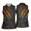 Maxcorners Yellow Claw Marks Hawaiian Golf Shirt, Scratch Print Women's Golf Tops, Ladies Golf Shirts LM1507