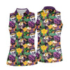 Maxcorners Tropical Sugar Skull Floral Golf Polo Shirt, Golf Tops For Women, Performance Golf Shirt LM1507
