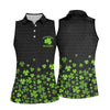 Maxcorners Shenanigans Coordinator Golf Ball Pattern St Patrick Day Black Golf Shirt, Women's Golf Tops, Ladies Golf Polos