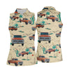 Maxcorners Personalized Pickup Truck Golf Shirt, Southwestern Desert Cactus Pattern, Golf Shirt For Women LM1507