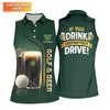 Maxcorners If You Drink Definitely Drive Golf And Beer Black Beer St Patrick's Day Green Women's Golf Tops, Ladies Golf Polos