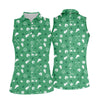 Maxcorners Golf Items Seamless Pattern St. Patrick’s Day Shamrock Golf Shirt, Women's Golf Tops, Ladies Golf Polos