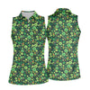 Maxcorners Shamrock St Patrick's Day Dark Green Golf Shirt, Women's Golf Tops, Ladies Golf Polos, Women's Polo Shirt