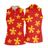Maxcorners Red Hawaiian Floral Sleeveless Golf Polo, Women’s Sleeveless Golf Shirt, Golf Polo For Women LM1507