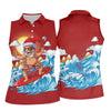 Maxcorners Women's Funny Santa Surfing Golf Shirt, Christmas Golf Shirt, Women’s Golf Apparel LM1507