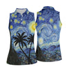 Maxcorners Van Gogh Starry Night Tropical Palm Tree Golf Shirt, Golf Polo For Women, Printed Golf Shirt LM1507