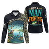 Maxcorners Just A Man Who Loves Fishing Camo Fishing Shirt, Fisherman Gift, SPF Shirt For Men
