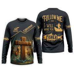 Maxcorners Follow Me And I Will Make You Fishers Of Men Fishing UPF Shirts, Jesus Fishing Shirt, Funny Fishing Shirt