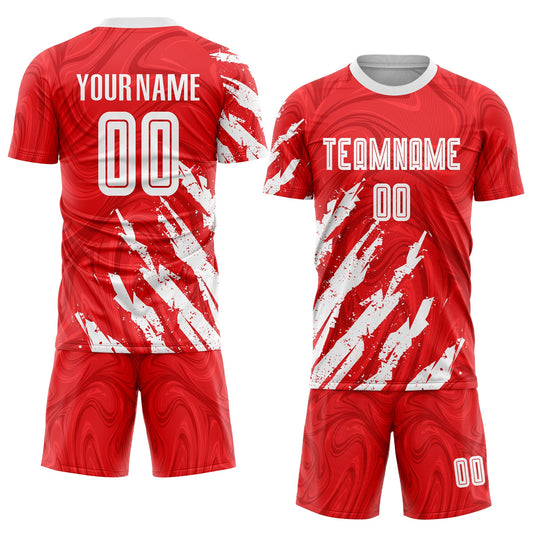Maxcorners Custom Red White Sublimation Soccer Uniform Jersey LM2605