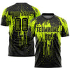 Maxcorners Custom Neon Green Black Sublimation Soccer Uniform Jersey LM2605