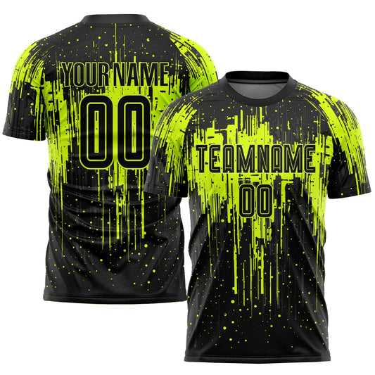 Maxcorners Custom Neon Green Black Sublimation Soccer Uniform Jersey LM2605