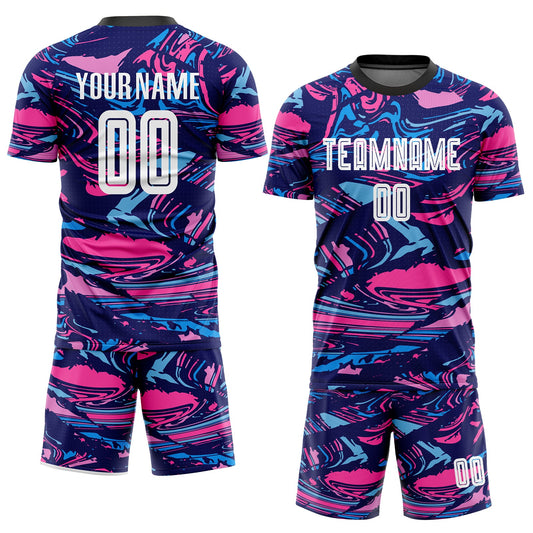 Maxcorners Custom Figure White-Pink Sublimation Soccer Uniform Jersey LM2605