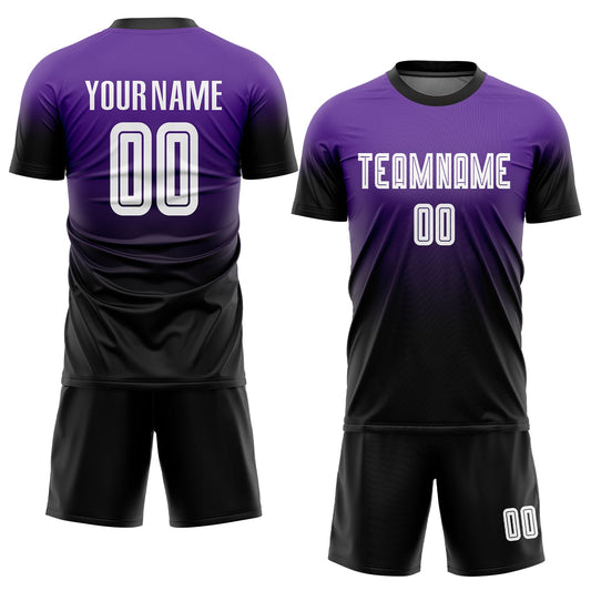 Maxcorners Custom Purple White-Black Sublimation Fade Fashion Soccer Uniform Jersey LM2605